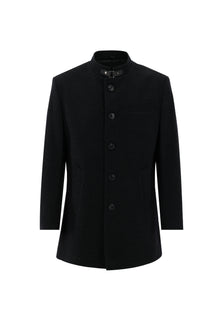 Koyu Antrasit Yünlü Kaban