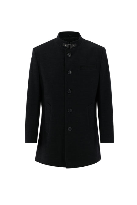 Koyu Antrasit Yünlü Kaban