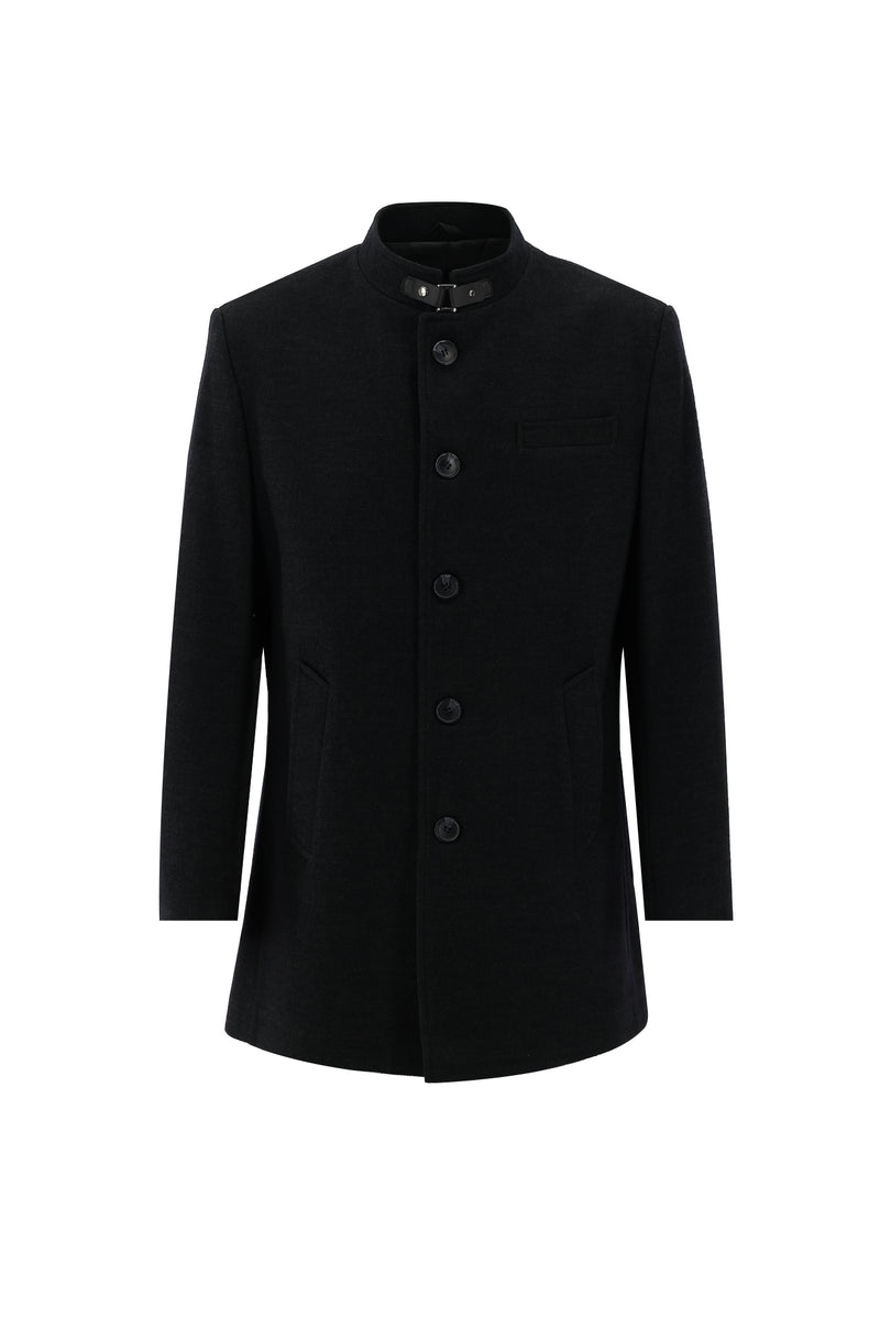 Koyu Antrasit Yünlü Kaban