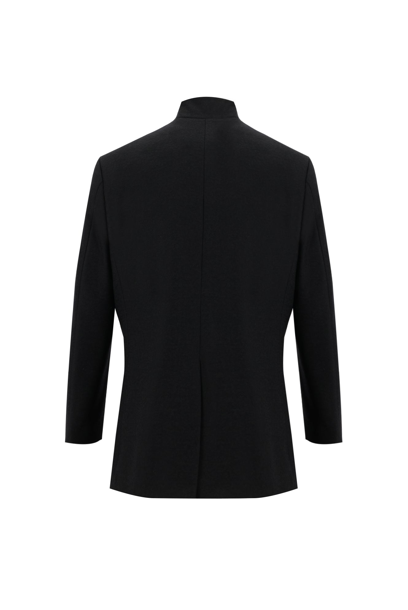 Siyah Slim Fit Dar Kesim Yünlü Kaban