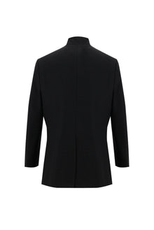 Siyah Slim Fit Dar Kesim Yünlü Kaban