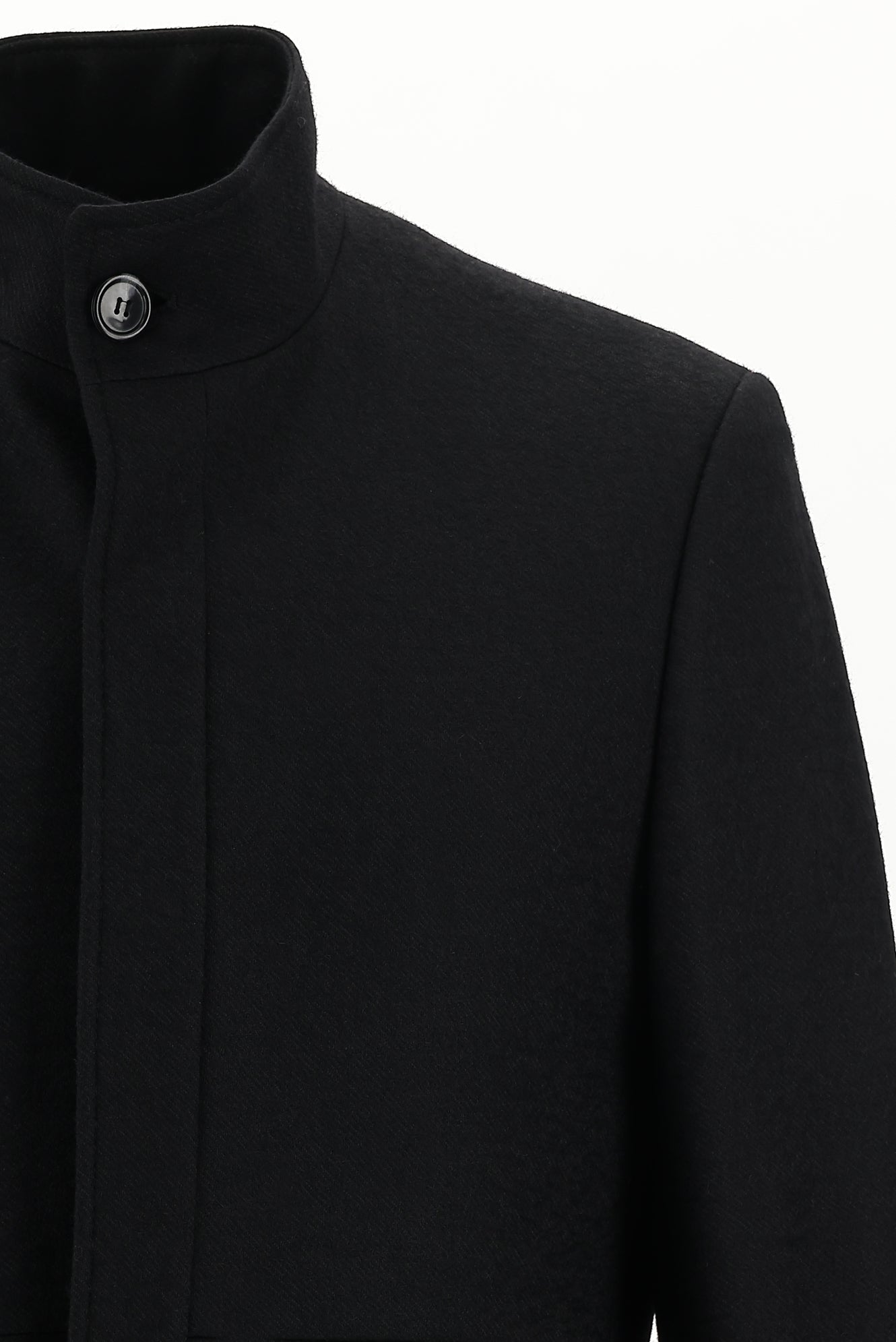 Siyah Slim Fit Dar Kesim Yünlü Kaban