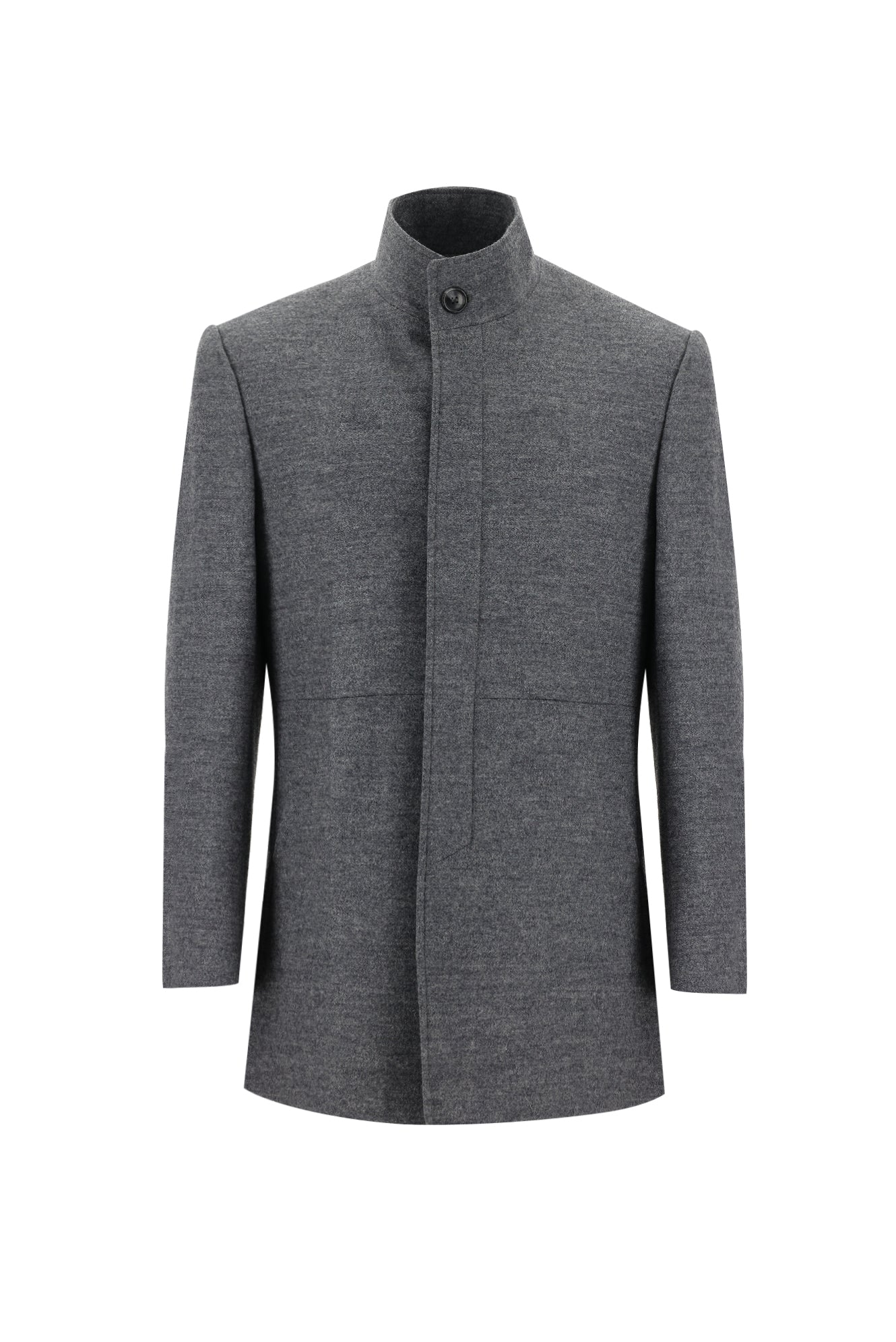 Orta Gri Slim Fit Dar Kesim Yünlü Kaban