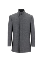 Orta Gri Slim Fit Dar Kesim Yünlü Kaban