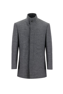 Orta Gri Slim Fit Dar Kesim Yünlü Kaban-Abdullah Ki??l?