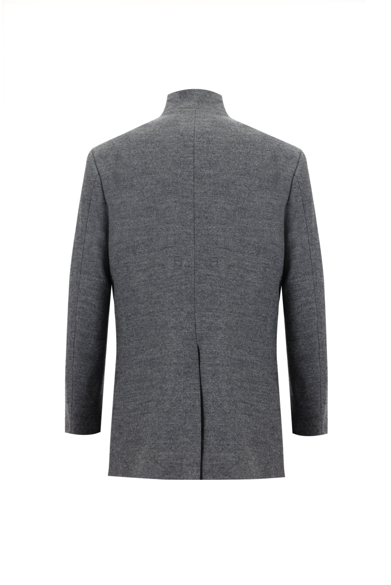 Orta Gri Slim Fit Dar Kesim Yünlü Kaban