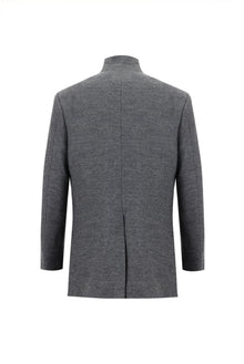 Orta Gri Slim Fit Dar Kesim Yünlü Kaban-Abdullah Ki??l?