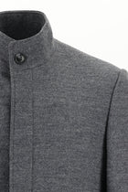 Orta Gri Slim Fit Dar Kesim Yünlü Kaban