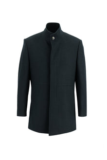Koyu Ye?il Slim Fit Dar Kesim Yünlü Kaban-Abdullah Ki??l?