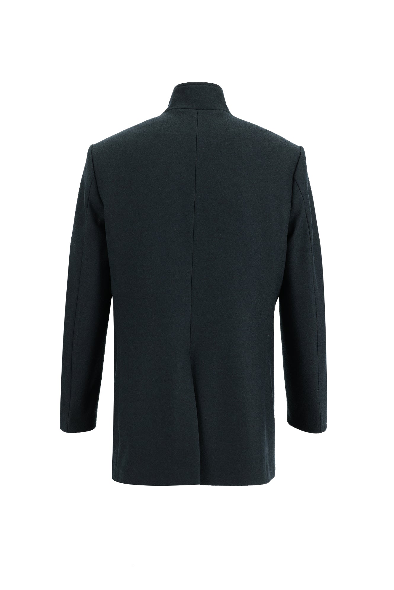Koyu Yeşil Slim Fit Dar Kesim Yünlü Kaban