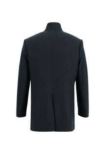 Koyu Yeşil Slim Fit Dar Kesim Yünlü Kaban