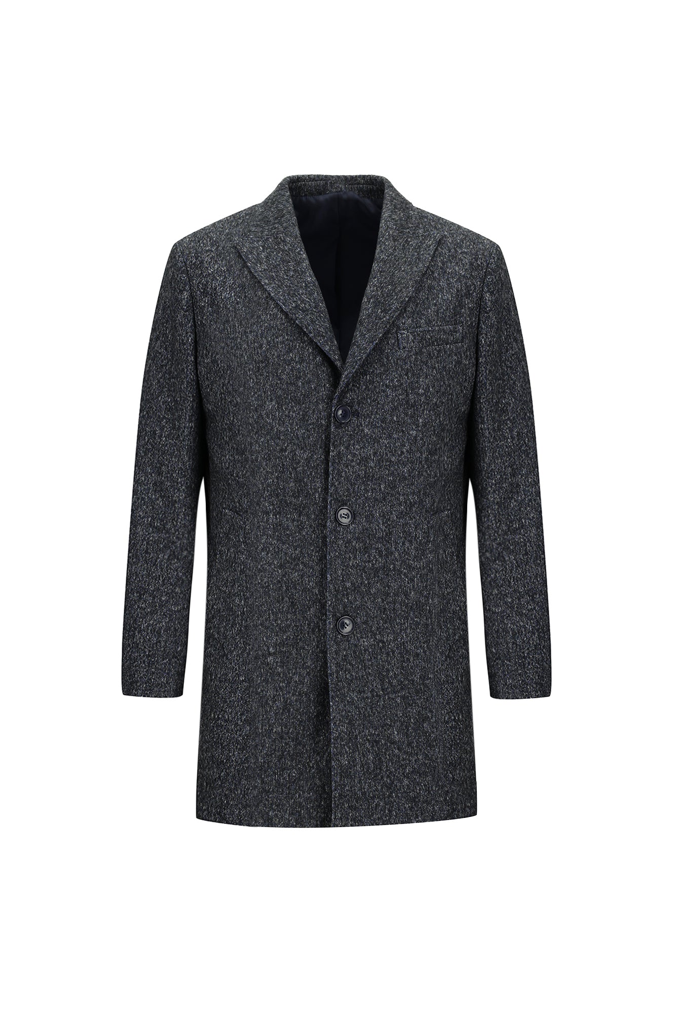 Koyu Lacivert Yünlü Kaban