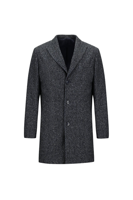 Koyu Lacivert Yünlü Kaban