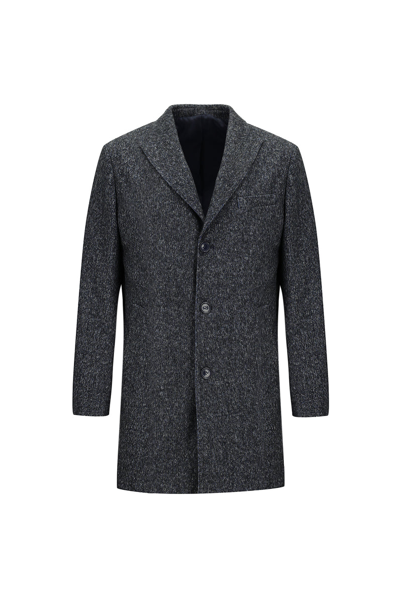 Koyu Lacivert Yünlü Kaban