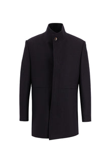 Koyu Bordo Slim Fit Dar Kesim Yünlü Kaban