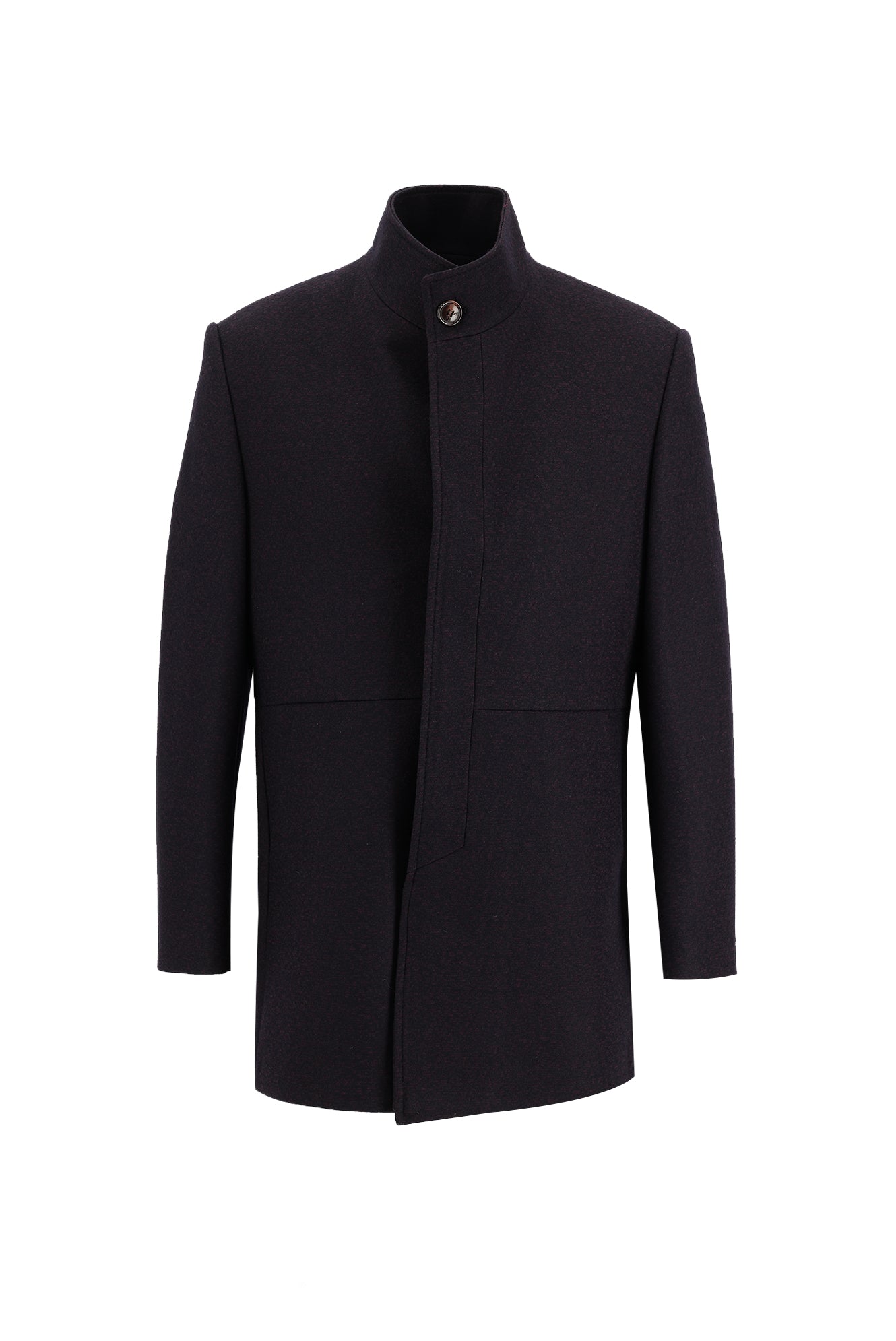 Koyu Bordo Slim Fit Dar Kesim Yünlü Kaban