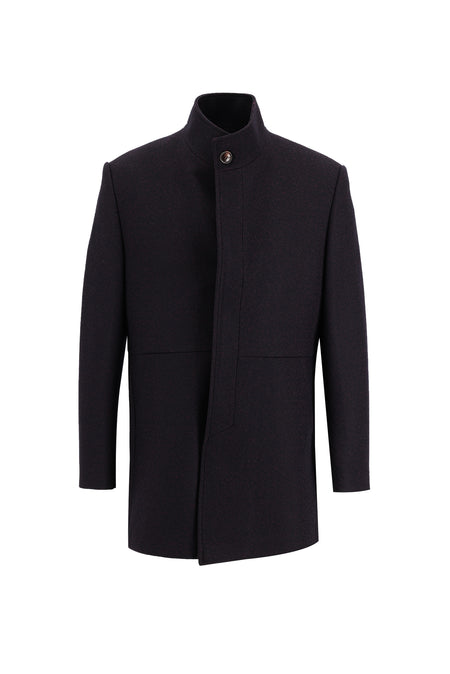 Koyu Bordo Slim Fit Dar Kesim Yünlü Kaban