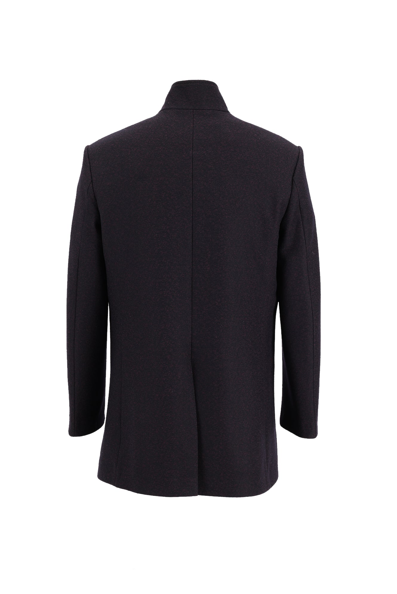 Koyu Bordo Slim Fit Dar Kesim Yünlü Kaban