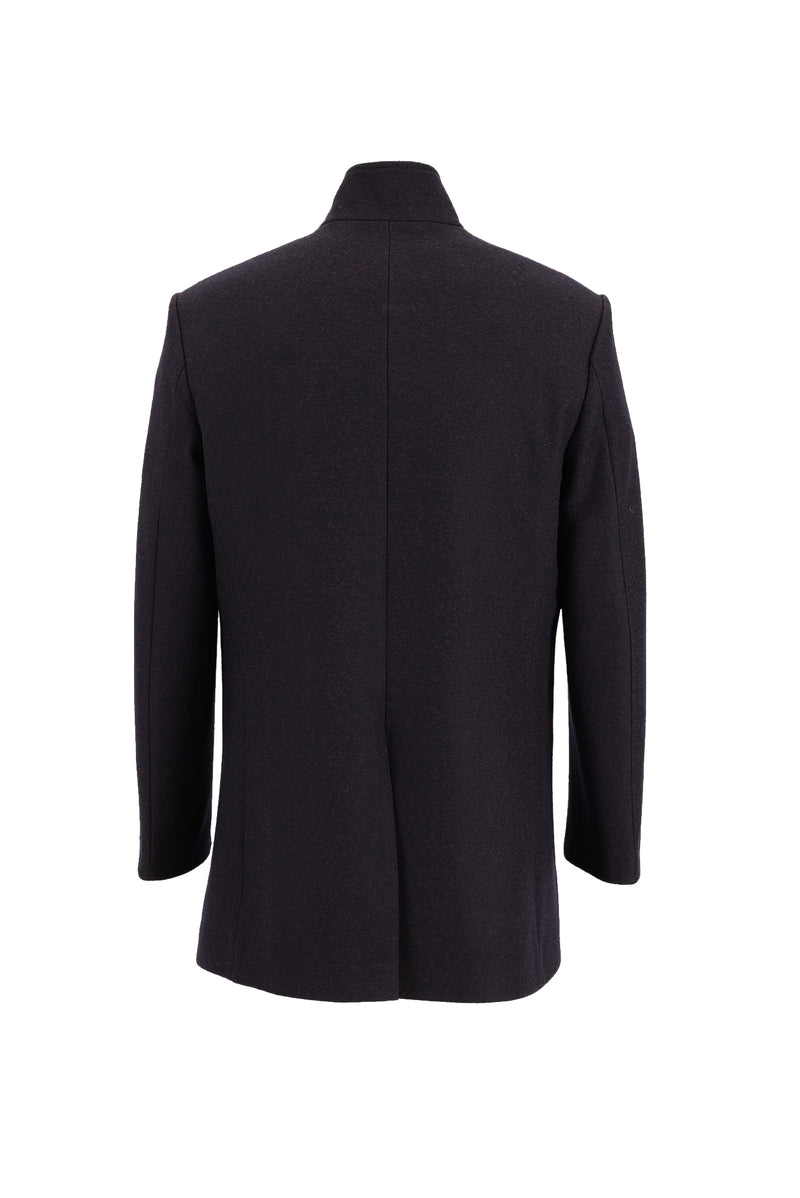 Koyu Bordo Slim Fit Dar Kesim Yünlü Kaban