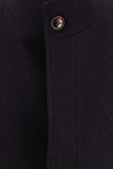 Koyu Bordo Slim Fit Dar Kesim Yünlü Kaban