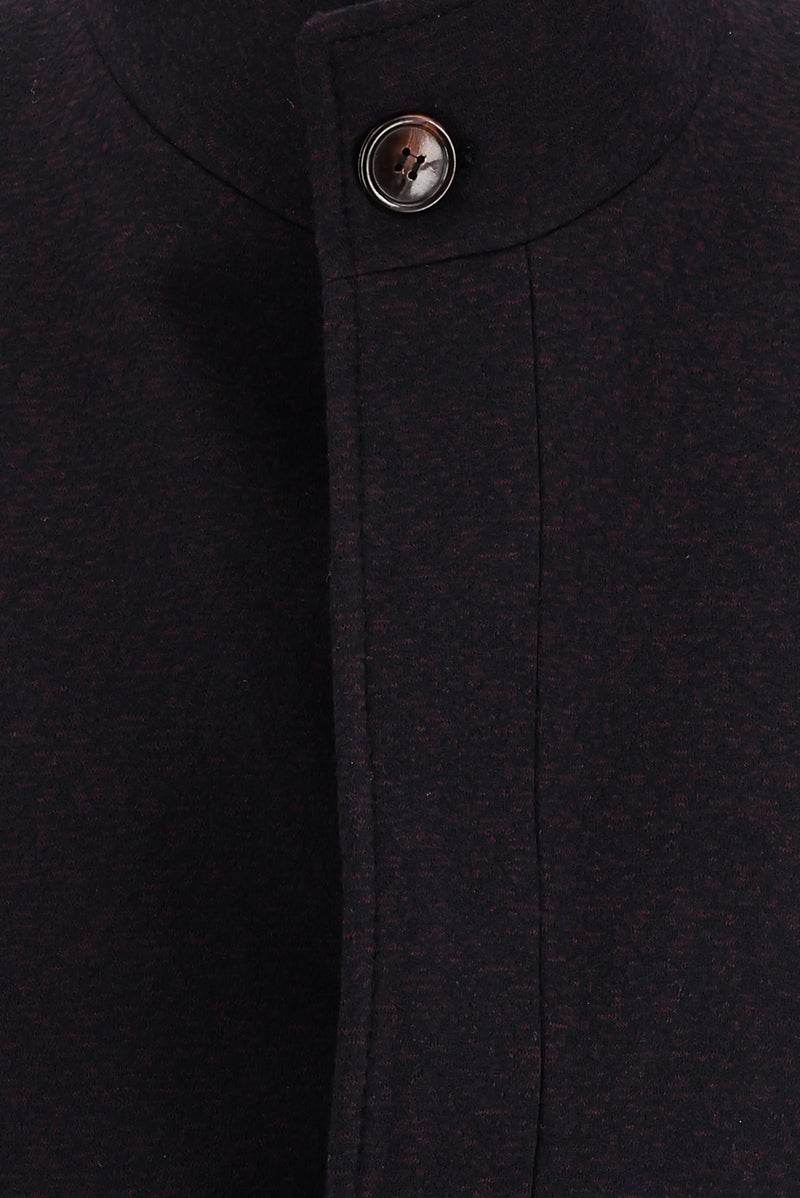 Koyu Bordo Slim Fit Dar Kesim Yünlü Kaban