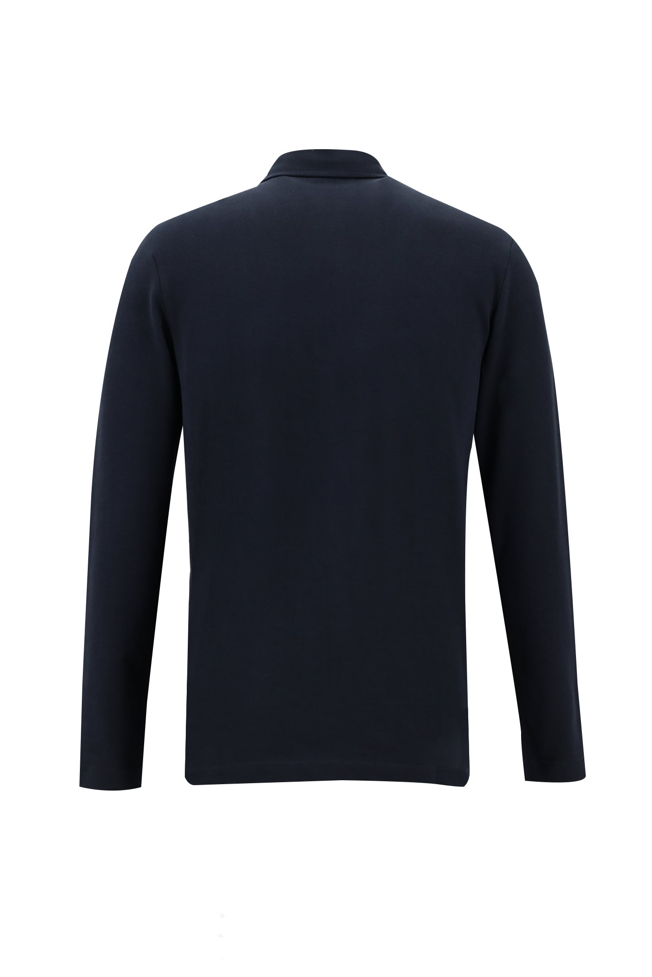 Orta Lacivert Polo Yaka Slim Fit Dar Kesim Fermuarlı Nakışlı Pamuk Sweatshirt