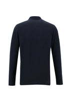 Orta Lacivert Polo Yaka Slim Fit Dar Kesim Fermuarlı Nakışlı Pamuk Sweatshirt
