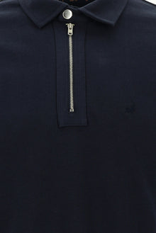 Orta Lacivert Polo Yaka Slim Fit Dar Kesim Fermuarl? Nak??l? Pamuk Sweatshirt-Abdullah Ki??l?