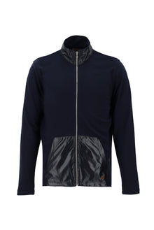 Orta Lacivert Dik Yaka Regular Fit Fermuarlı Pamuklu Sweatshirt