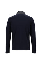 Orta Lacivert Dik Yaka Regular Fit Fermuarlı Pamuklu Sweatshirt