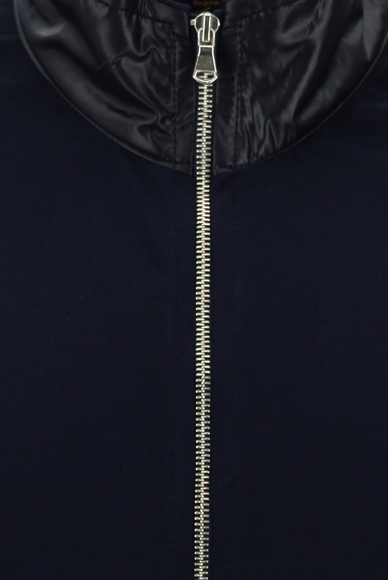 Orta Lacivert Dik Yaka Regular Fit Fermuarlı Pamuklu Sweatshirt