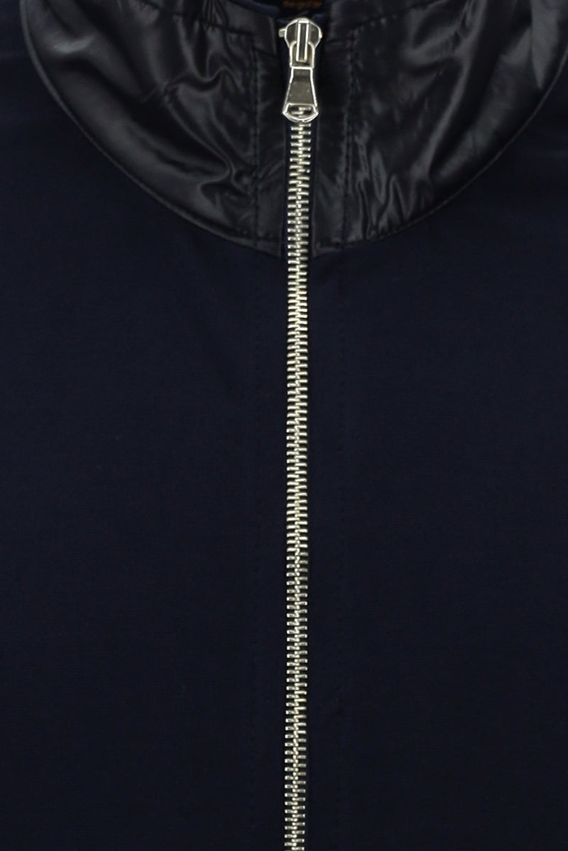 Orta Lacivert Dik Yaka Regular Fit Fermuarlı Pamuklu Sweatshirt