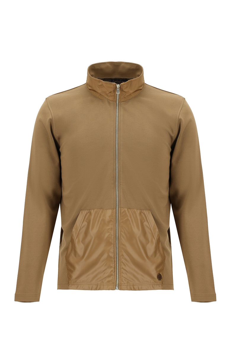 Camel Dik Yaka Regular Fit Fermuarlı Sweatshirt
