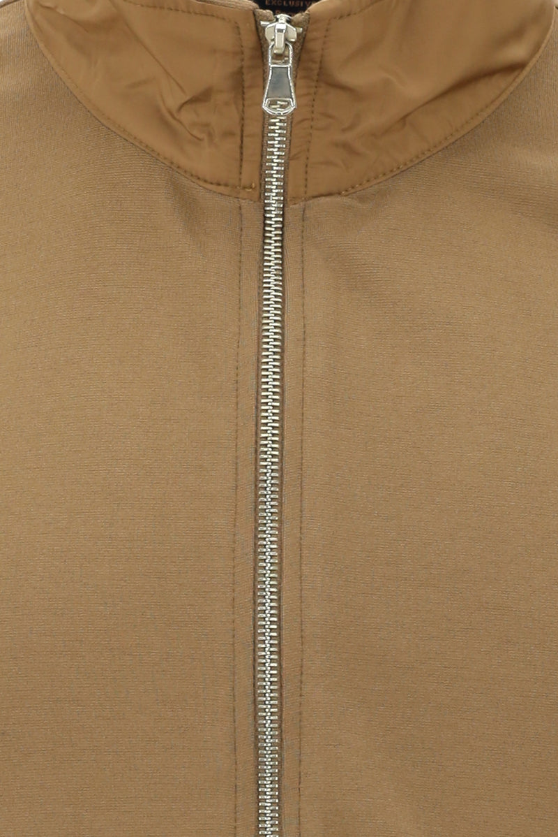 Camel Dik Yaka Regular Fit Fermuarlı Sweatshirt