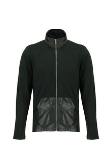 Orta Haki Dik Yaka Regular Fit Fermuarlı Pamuklu Sweatshirt