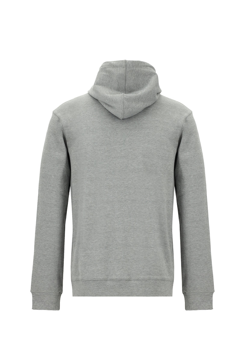 Açık Gri Melanj Kapüşonlu Regular Fit Fermuarlı Sweatshirt