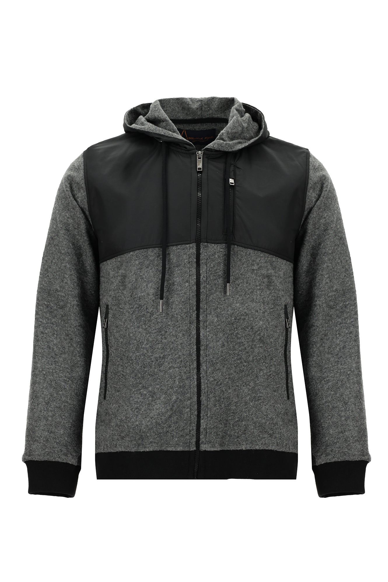 Açık Füme Kapüşonlu Regular Fit Fermuarlı Yünlü Sweatshirt