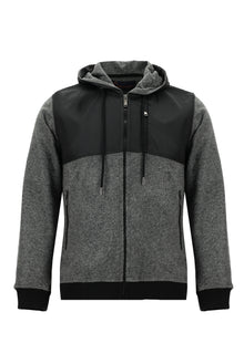 Açık Füme Kapüşonlu Regular Fit Fermuarlı Yünlü Sweatshirt