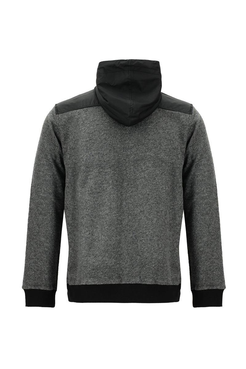 Açık Füme Kapüşonlu Regular Fit Fermuarlı Yünlü Sweatshirt