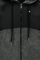 Açık Füme Kapüşonlu Regular Fit Fermuarlı Yünlü Sweatshirt