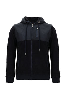 Koyu Lacivert Kapüşonlu Regular Fit Fermuarlı Yünlü Sweatshirt