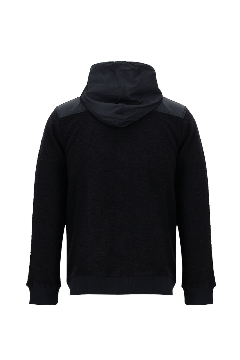 Koyu Lacivert Kapüşonlu Regular Fit Fermuarlı Yünlü Sweatshirt