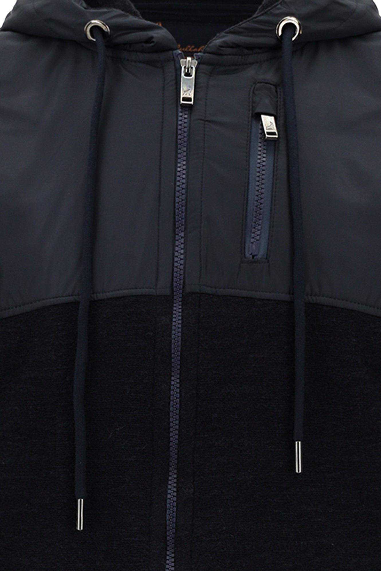 Koyu Lacivert Kapüşonlu Regular Fit Fermuarlı Yünlü Sweatshirt