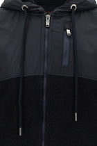 Koyu Lacivert Kapüşonlu Regular Fit Fermuarlı Yünlü Sweatshirt