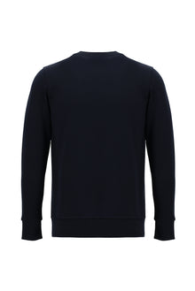 Koyu Lacivert Bisiklet Yaka Regular Fit Baskılı Sweatshirt