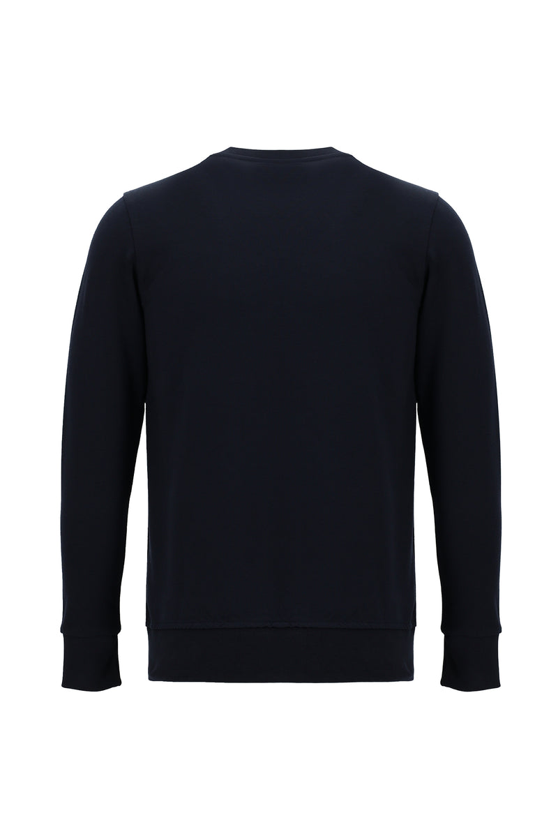 Koyu Lacivert Bisiklet Yaka Regular Fit Baskılı Sweatshirt