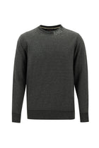 Koyu Antrasit Melanj Bisiklet Yaka Regular Fit Baskılı Sweatshirt