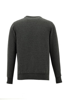 Koyu Antrasit Melanj Bisiklet Yaka Regular Fit Baskılı Sweatshirt