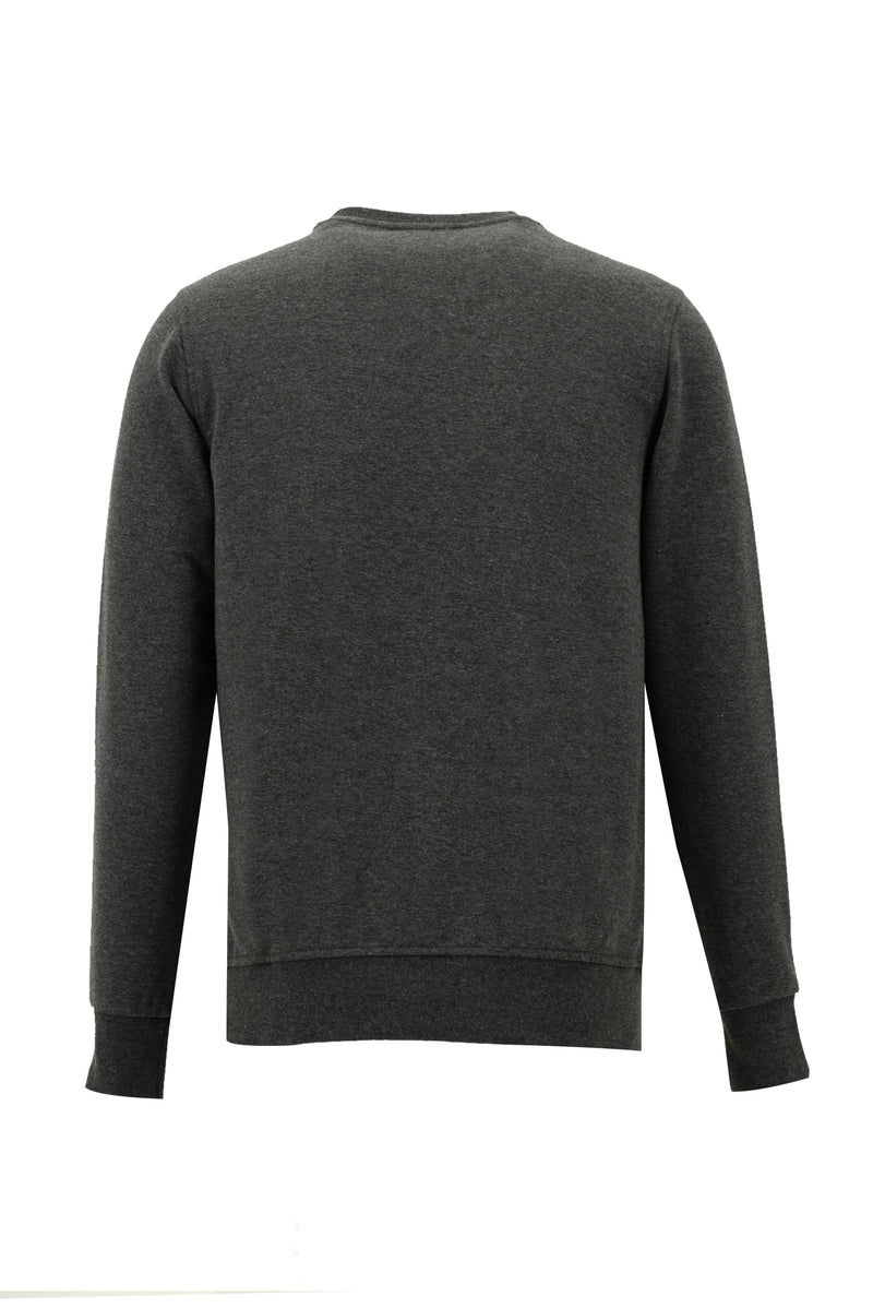 Koyu Antrasit Melanj Bisiklet Yaka Regular Fit Baskılı Sweatshirt