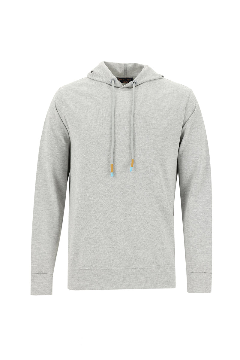 Açık Gri Melanj Kapüşonlu Regular Fit Pamuk Sweatshirt